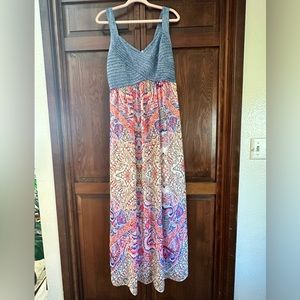 EUC - Denim and Floral Maxi Dress - Sami & Jo